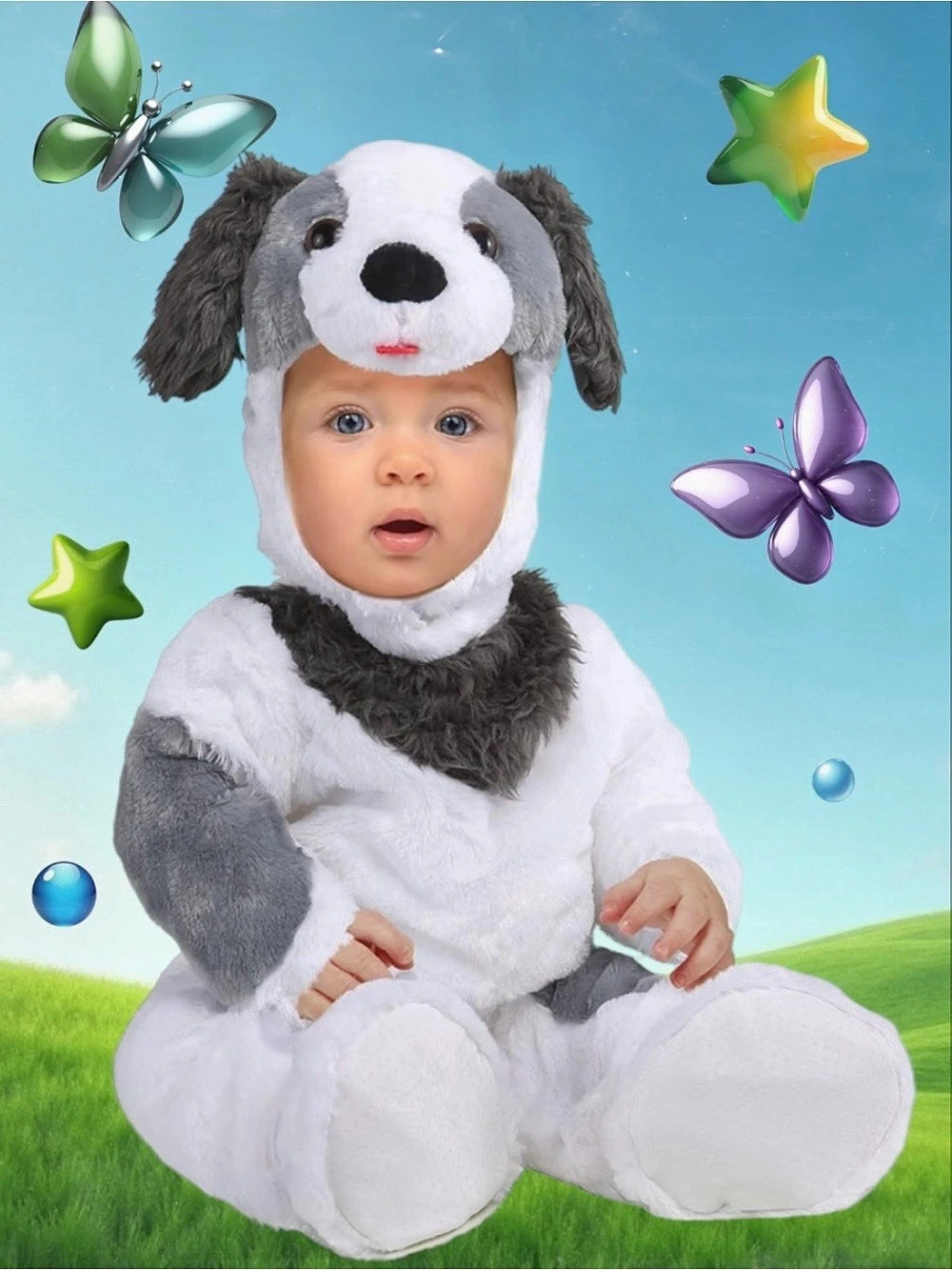 Rubie's White and Gray Puppy Dog Baby Halloween Costume Puppy Dog Costume Baby